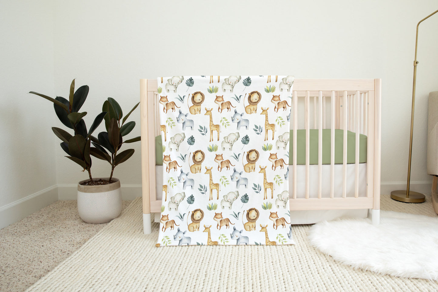 Safari Minky blanket | Jungle animals nursery bedding -  Baby Africa