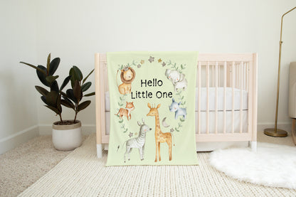 Hello Little One Safari Minky Blanket, Jungle Nursery Bedding - Baby Africa