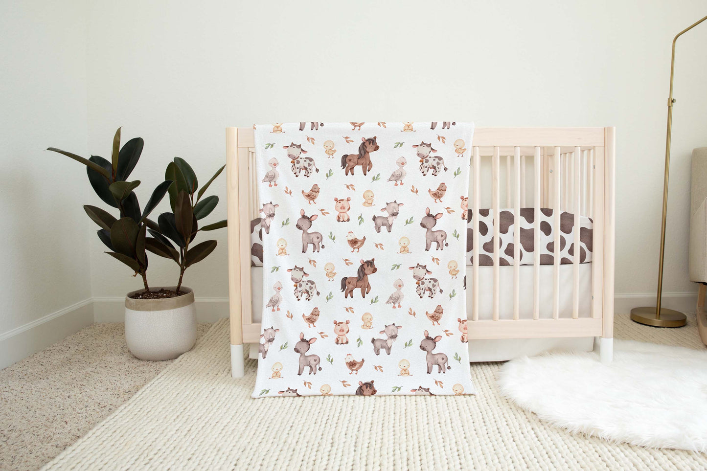 Farm Minky Blanket, Farm Nursery Bedding - Lovely Farm