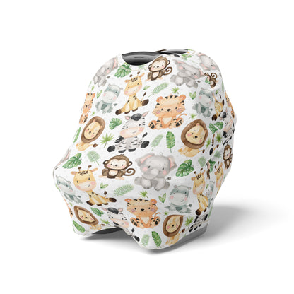 Safari Animals Car seat Cover, Jungle Nursing Cover - Safari Explorer