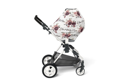 Roses Personalized Car seat Cover, Floral Nursing Cover - Rose Bloom