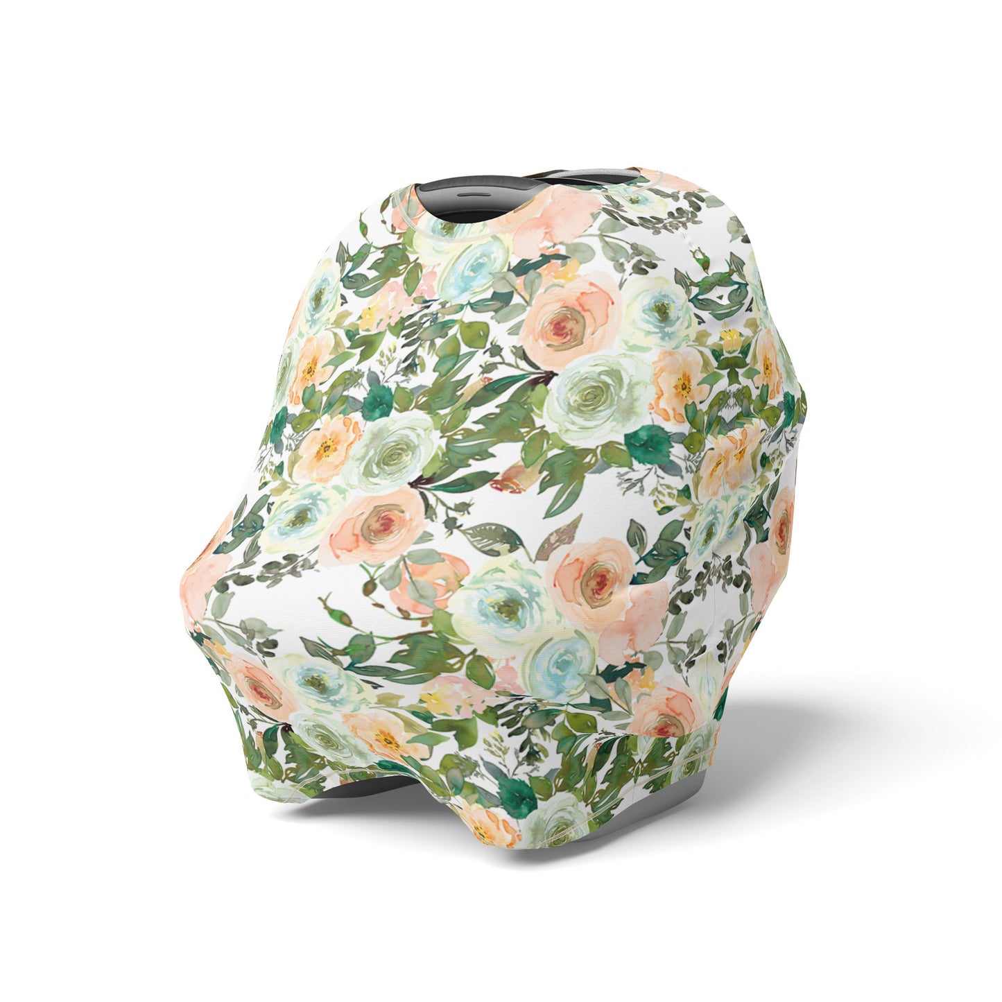 Floral Car Seat Cover, Baby Girl Nursing Cover - Peach Mint Garden