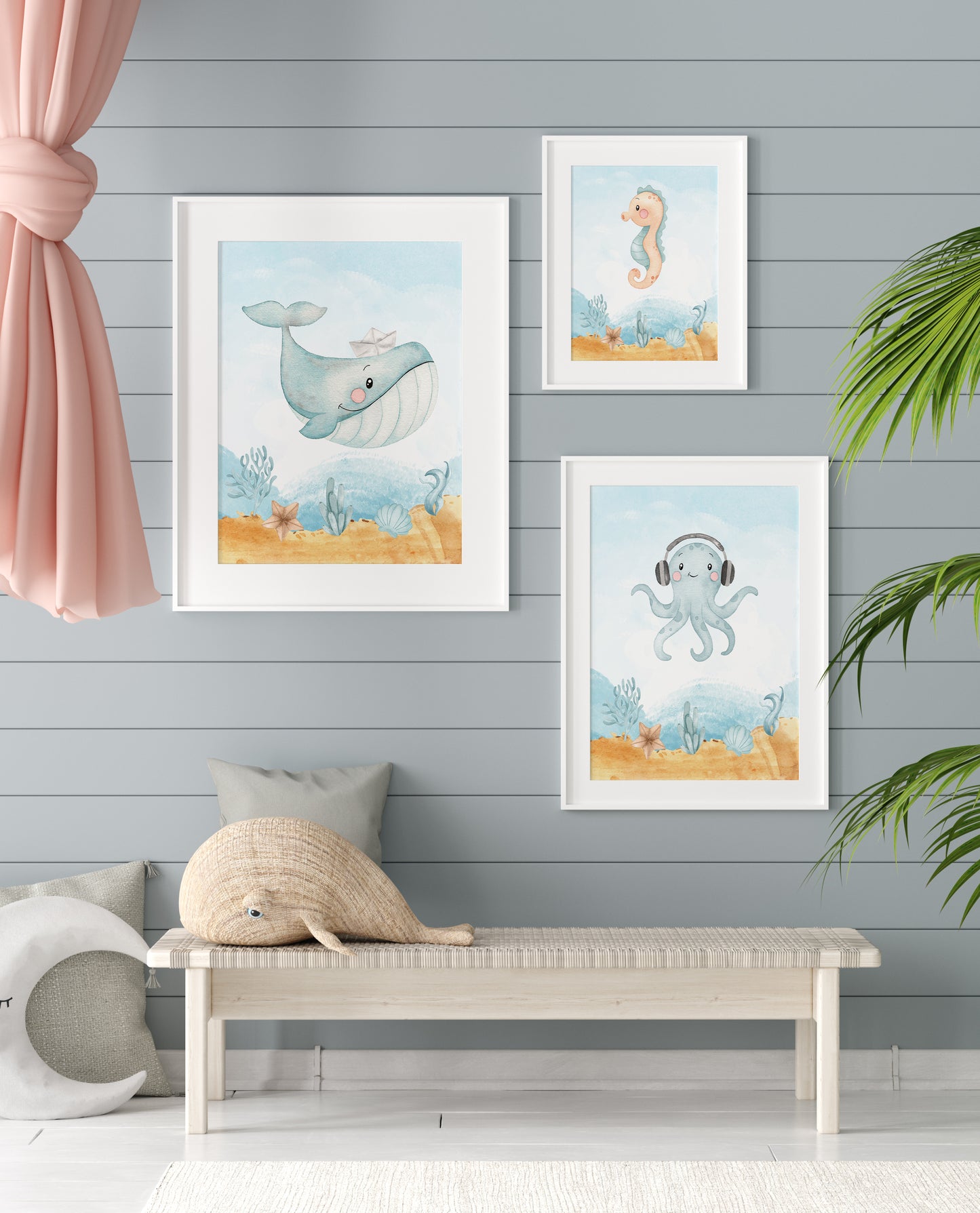 Under the Sea Wall Art, Ocean Nursery Prints - Set of 4