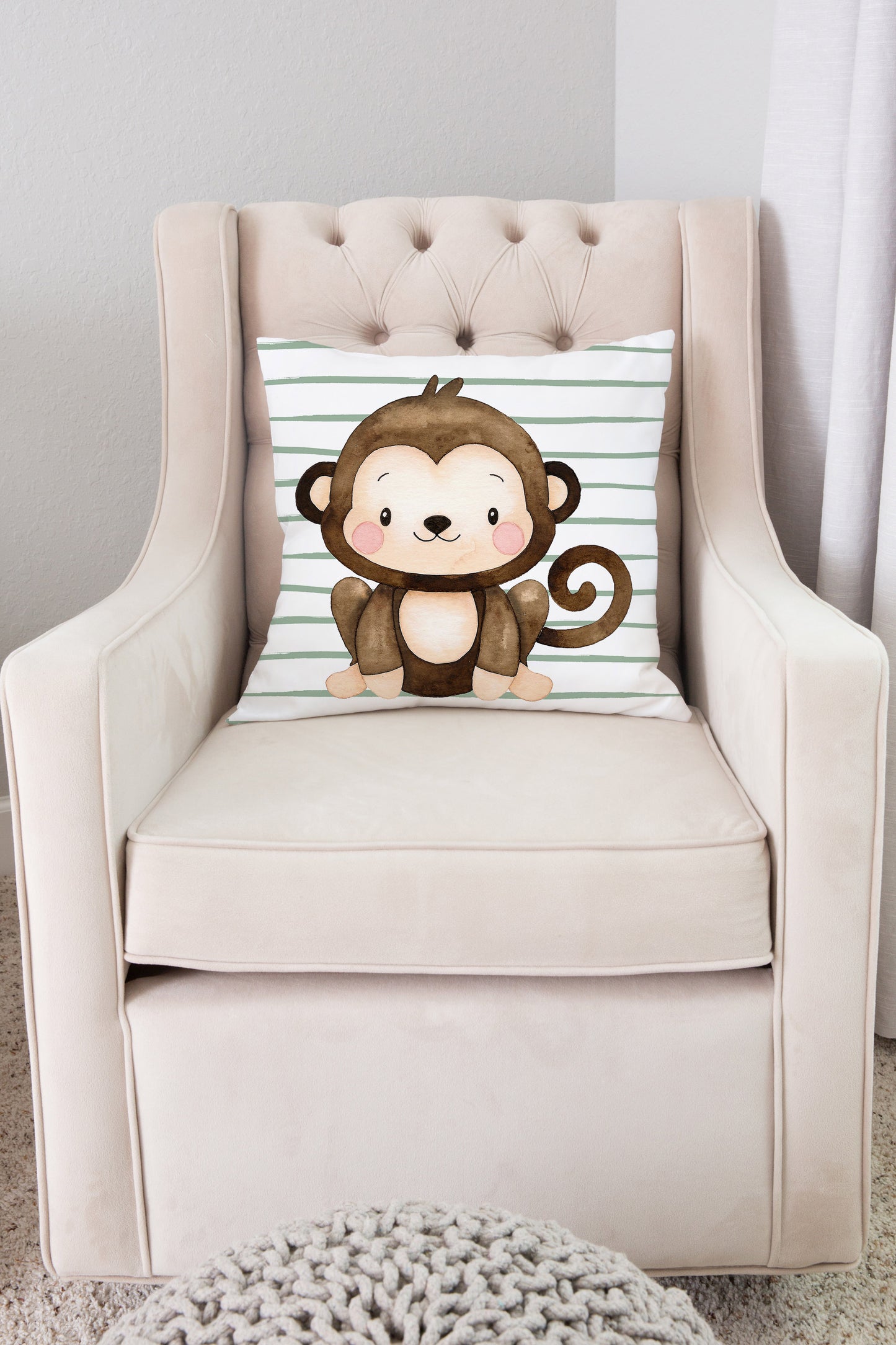 Monkey Pillow, Jungle Nursery Decor - Safari Explorer