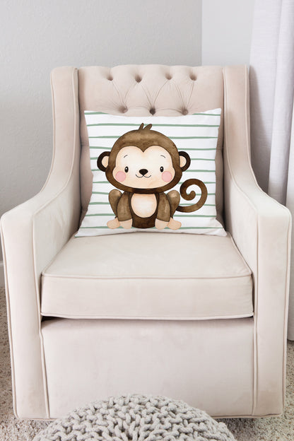 Monkey Pillow, Jungle Nursery Decor - Safari Explorer