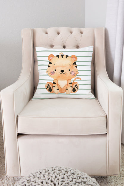 Tiger Pillow, Jungle Nursery Decor - Safari Explorer