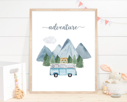 Adventure is calling Wall Art, Camping Nursery Prints set of 3