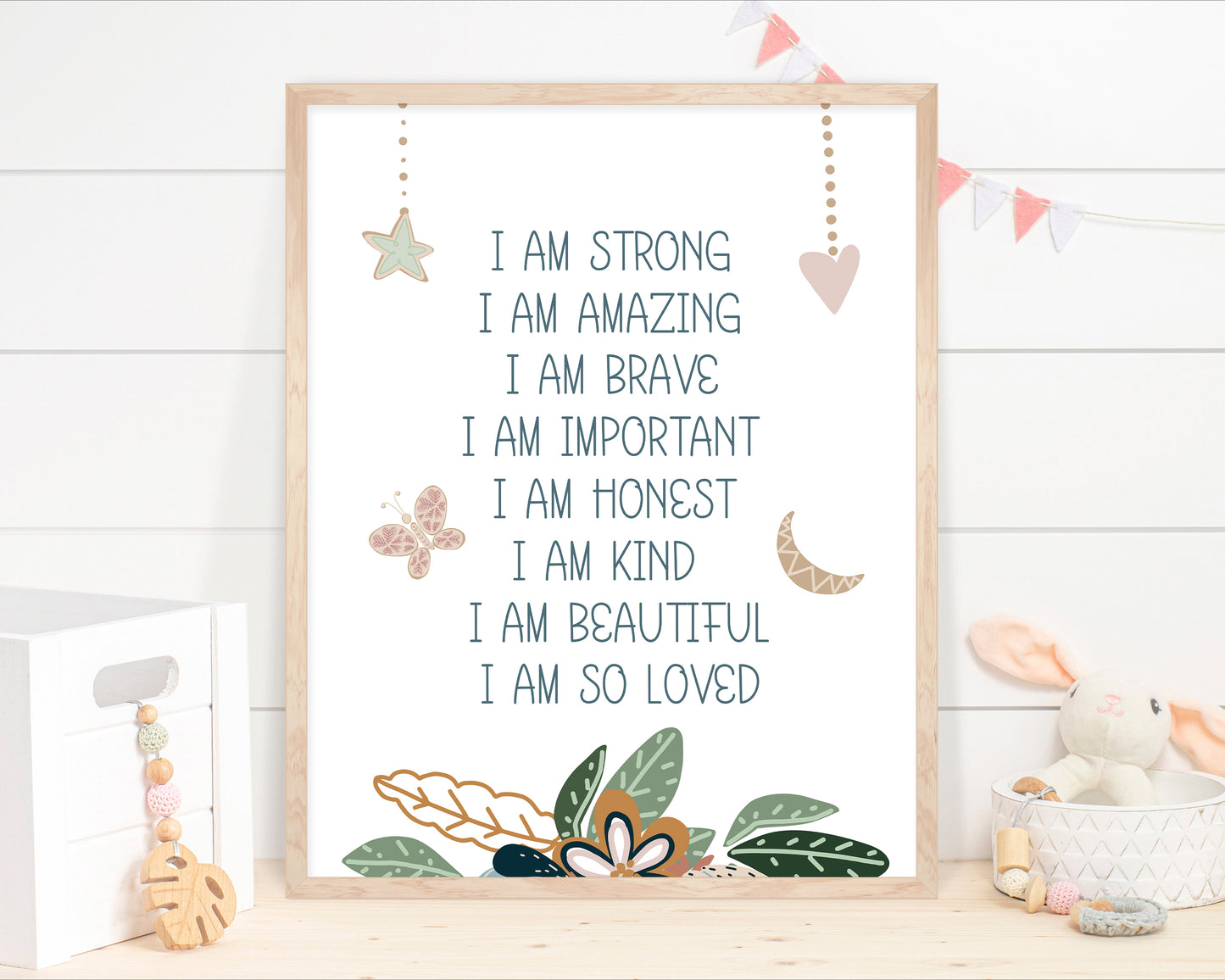 Positive Affirmations Wall Art, Boho Nursery Prints Set of 4