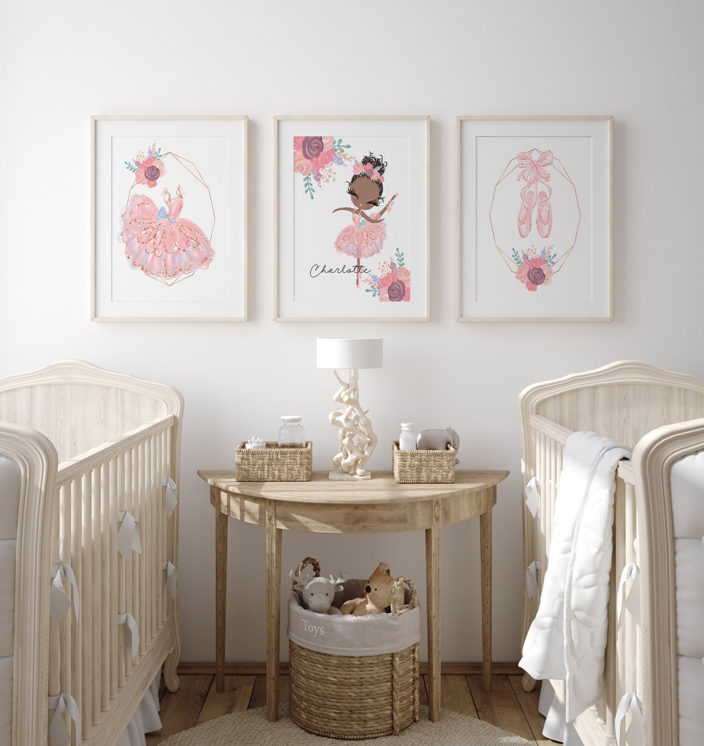 Personalized Ballerina Wall Art, Ballet Nursery Décor Set of 3 Unframed Prints - Sweet Ballet