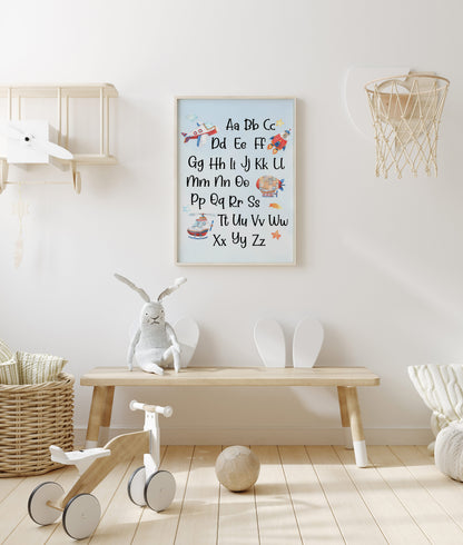 PRINTABLE Transportation Alphabet Wall Art, Abc Nursery Print