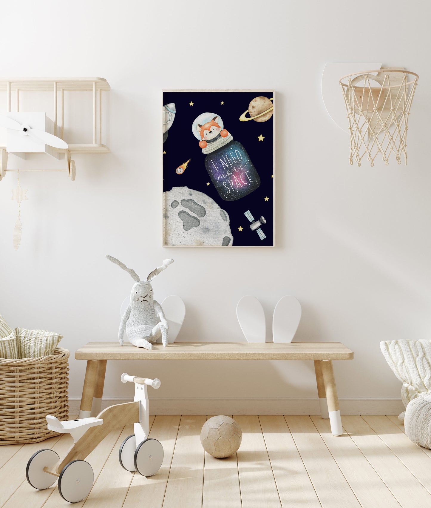 I need more space, PRINTABLE Fox Wall Art, Space Nursery Print