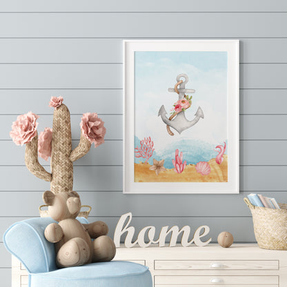 Mermaid Wall Art, Girl Under The Sea Nursery Prints - Set of 4