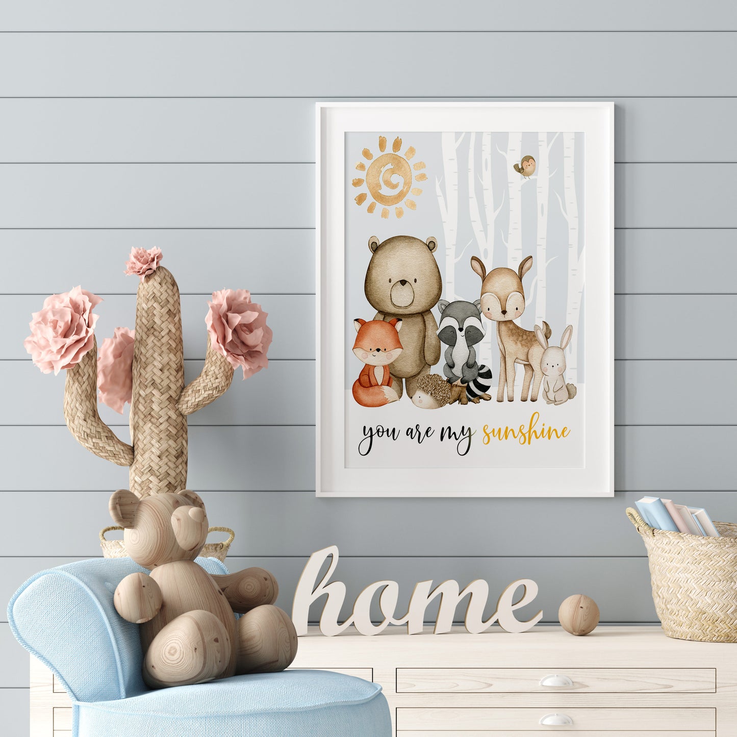 You are my sunshine, PRINTABLE Forest Wall Art, Woodland Nursery Print