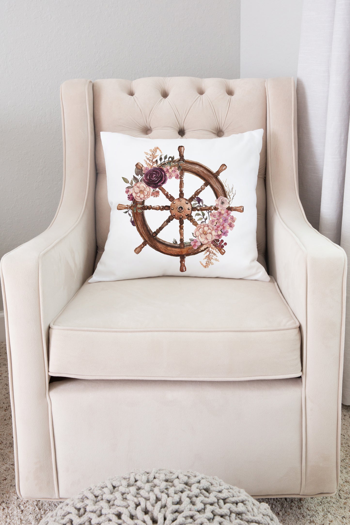 Helm Pillow, Nautical Nursery Decor - Nautical Bloom