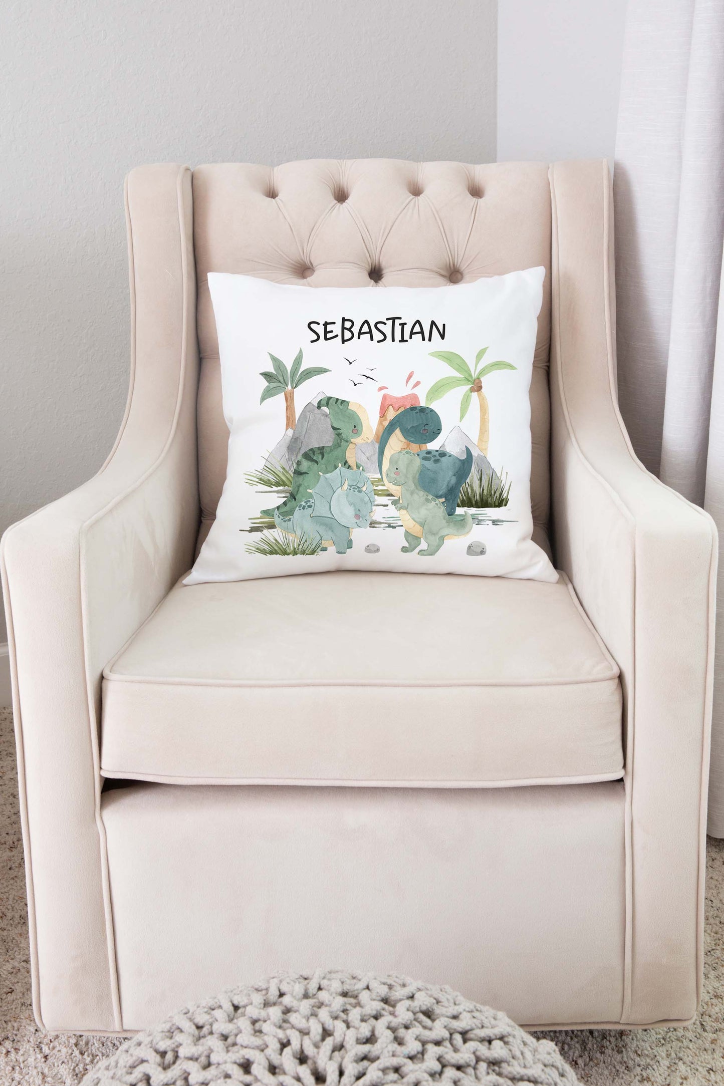 Dinosaur Personalized Pillow, Dinosaur Nursery Decor - Prehistoric Friends