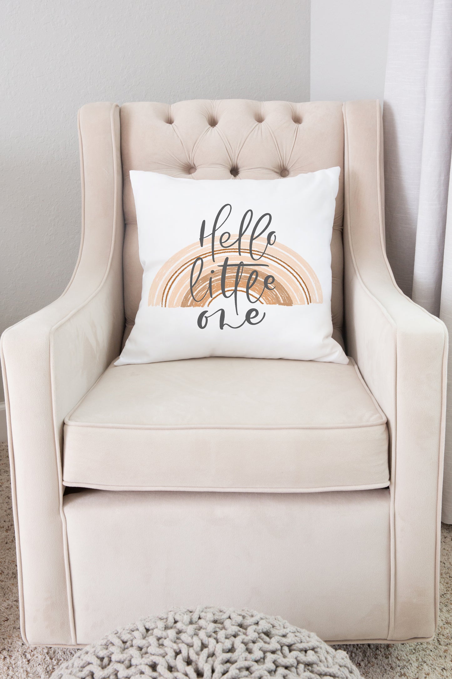 Hello Little One Pillow Case, Rainbow Nursery Decor - Earthy Rainbow