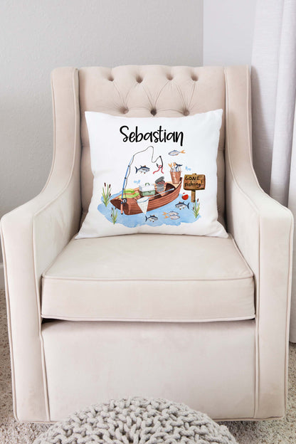 Fishing Personalized Pillow, Fishing Nursery Decor - Little Fisherman