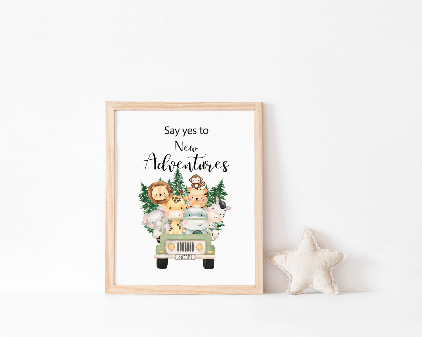 Say Yes To New Adventures, PRINTABLE Safari Wall Art, Jungle Theme Nursery Print - Safari Explorer