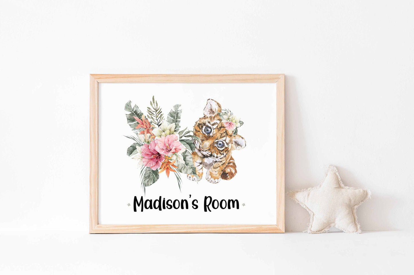 Personalized Name Wall Art, Safari Nursery Print Unframed