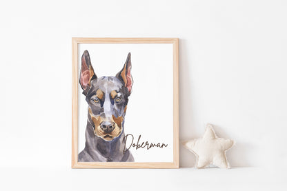 Doberman Pinscher Wall Art, Dog Nursery Print