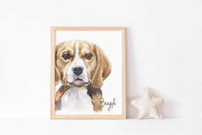 Beagle Dog PRINTABLE Puppy Wall Art, Dog Nursery Print