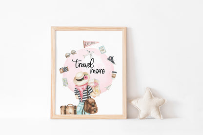 Travel More, PRINTABLE Travel Wall Art, Explore Nursery Print