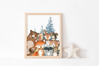 PRINTABLE Woodland Wall Art, Woodland Animals Nursery Print