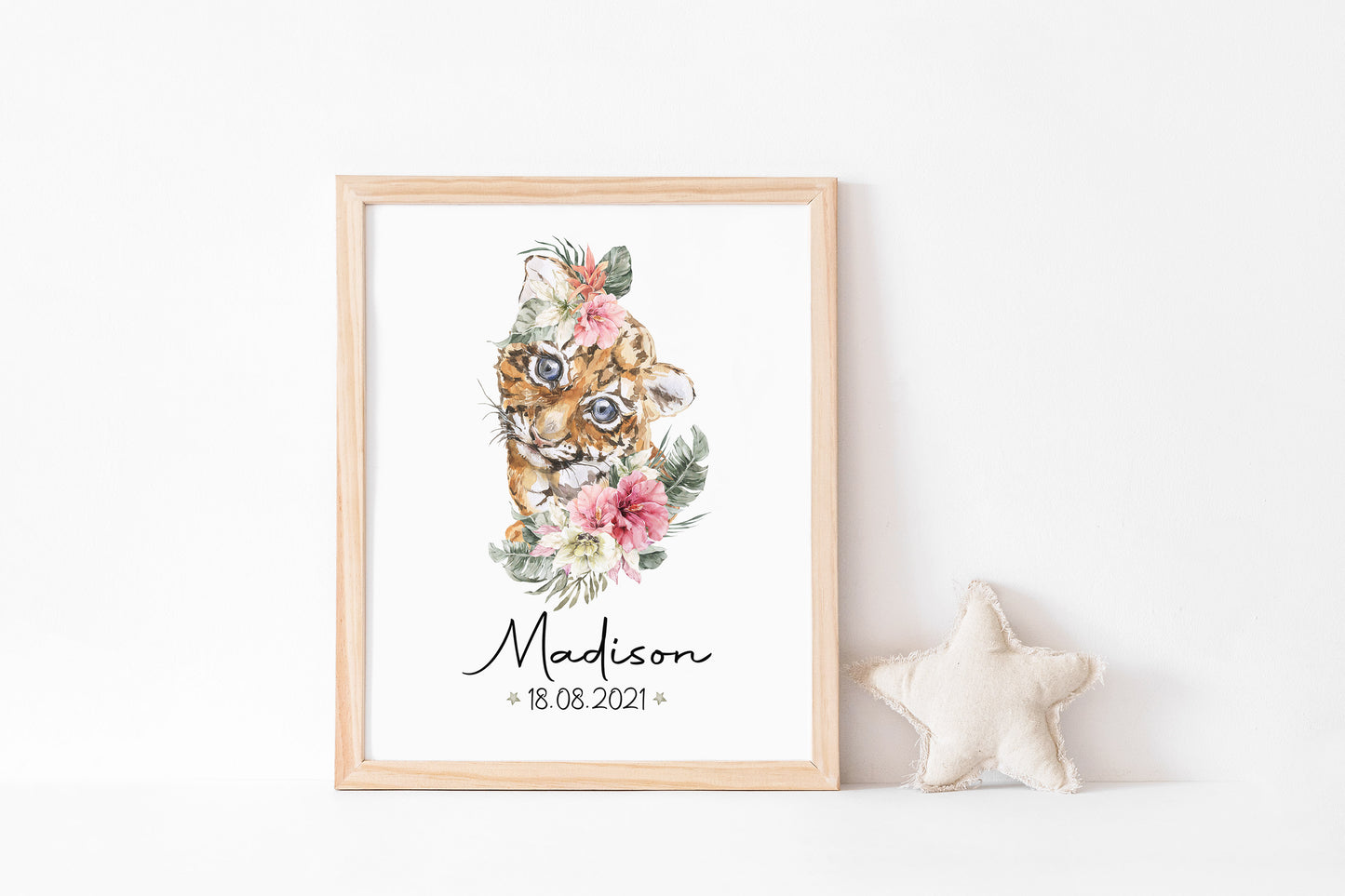 Personalized Name Wall Art, Safari Nursery Print Unframed