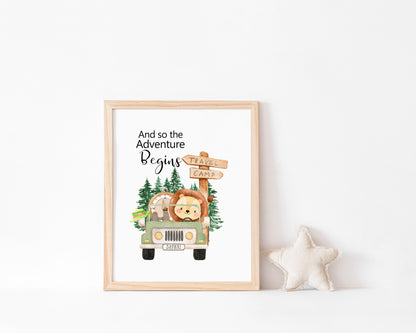 And So The Adventure Begins, PRINTABLE Lion Wall Art, Safari Nursery Print - Safari Explorer