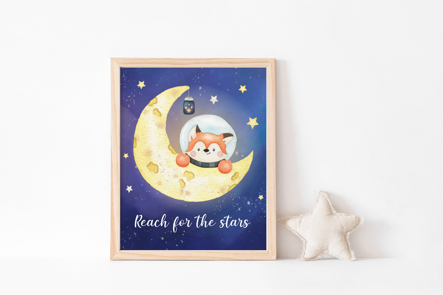 Reach for the stars, PRINTABLE Moom Wall Art, Space Nursery Print