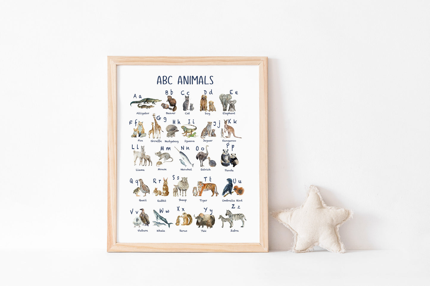 PRINTABLE Alphabet Wall Art, Animals Nursery Print