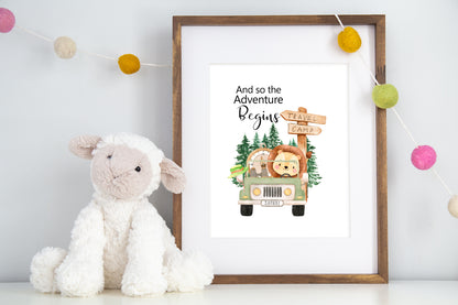 And So The Adventure Begins, PRINTABLE Lion Wall Art, Safari Nursery Print - Safari Explorer