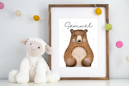 Personalized name Wall art, Bear Nursery Decor