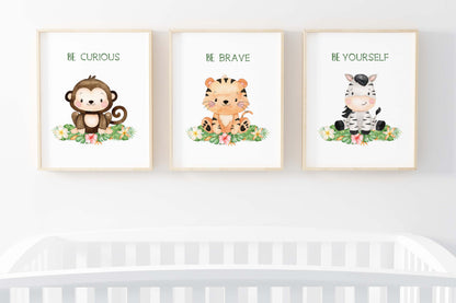 Girl Safari Wall Art, Jungle Nursery Prints Set of 6 - Safari Explorer