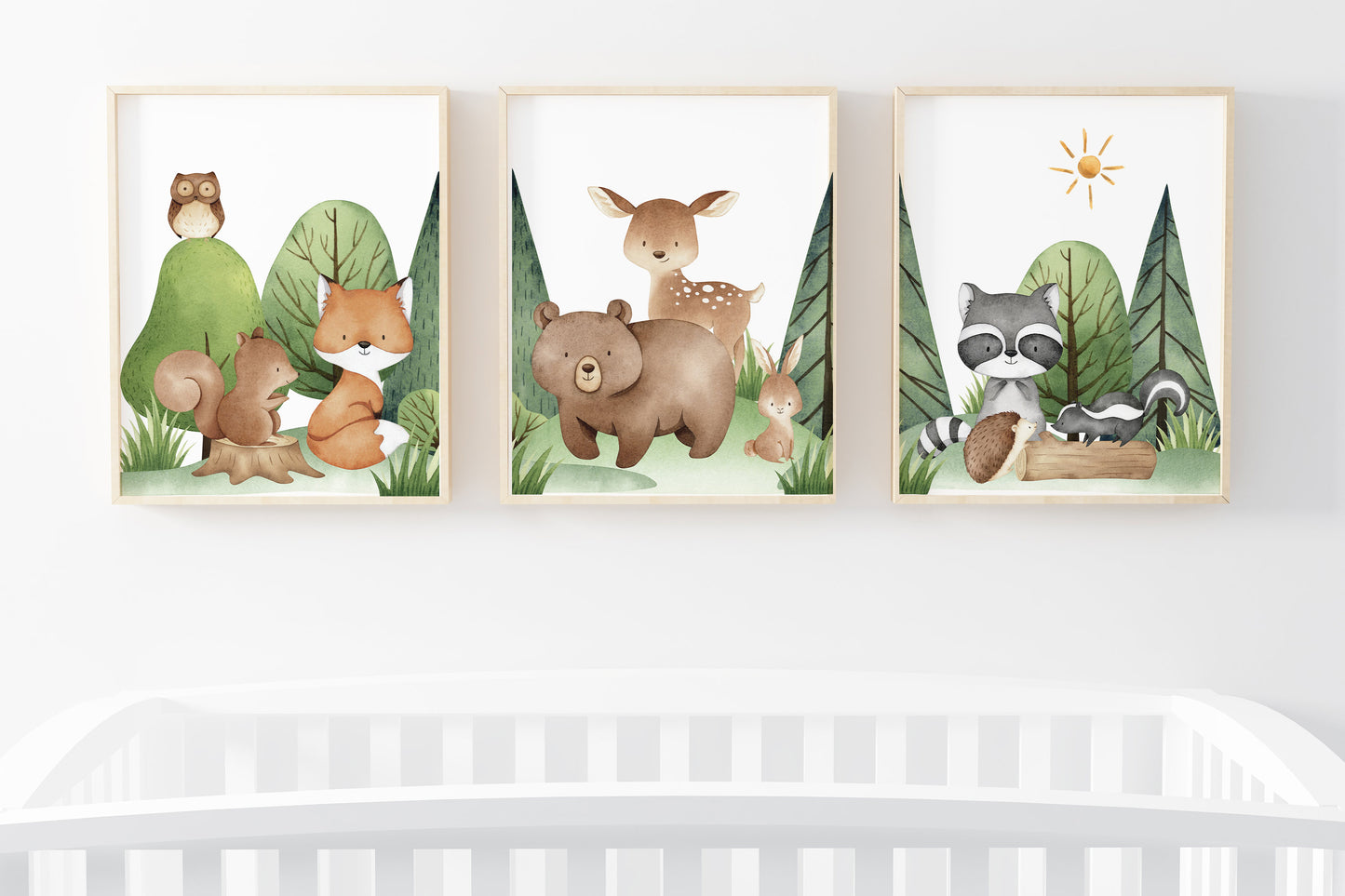 Woodland Wall Art, Woodland Nursery Prints set of 3 - Tiny Woodland