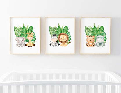 Set of 3 PRINTABLE Safari Wall Art, Jungle Nursery Prints - Safari Explorer