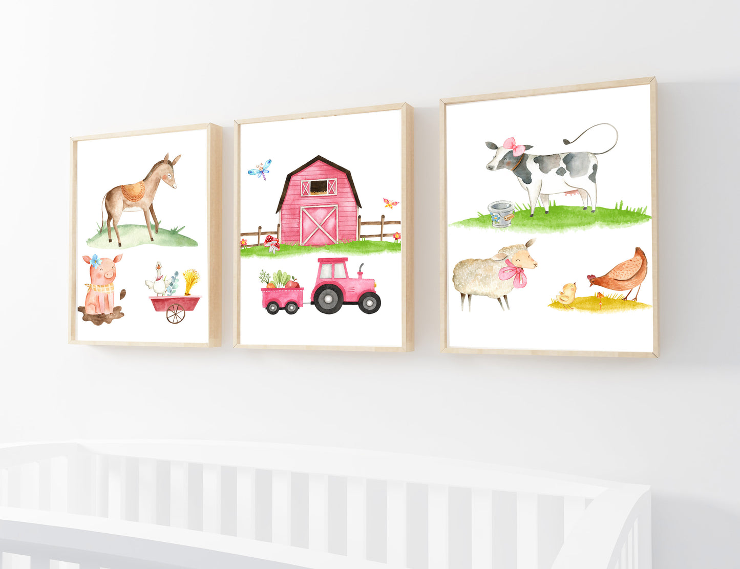 Girl Farm Wall Art, Farm Nursery Prints set of 3 - Farm Sweet Farm