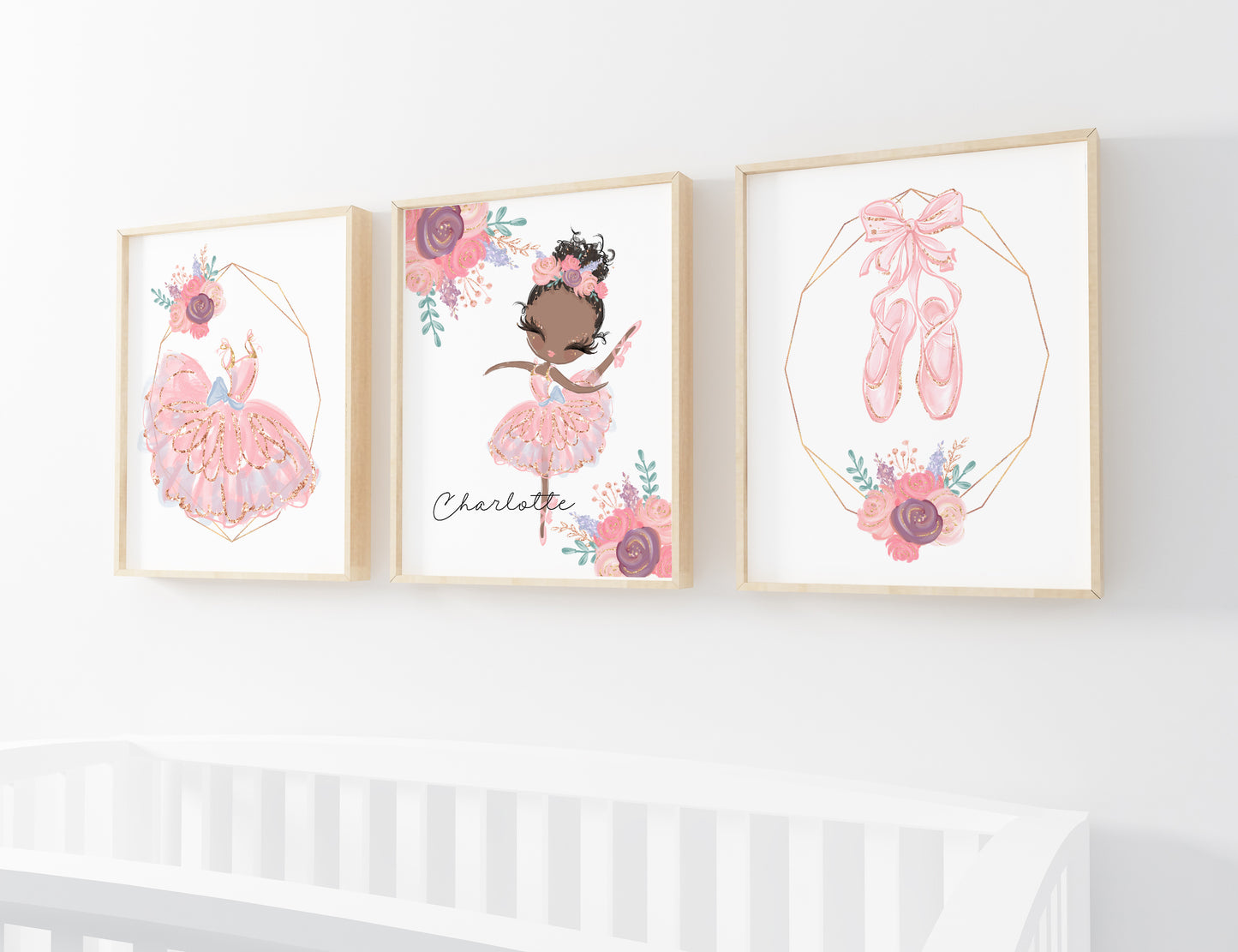 Personalized Ballerina Wall Art, Ballet Nursery Décor Set of 3 Unframed Prints - Sweet Ballet