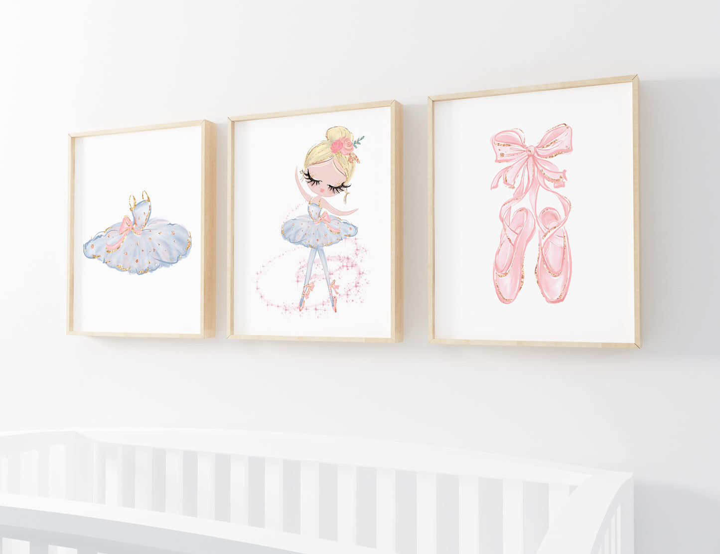 3 PRINTABLE Ballerina  Wall Art, Ballet Nursery Prints - Sweet Ballet