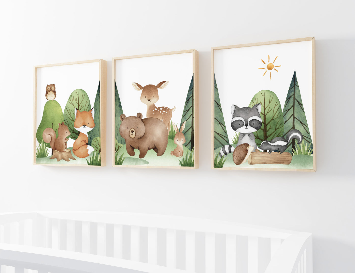 Woodland Wall Art, Woodland Nursery Prints set of 3 - Tiny Woodland