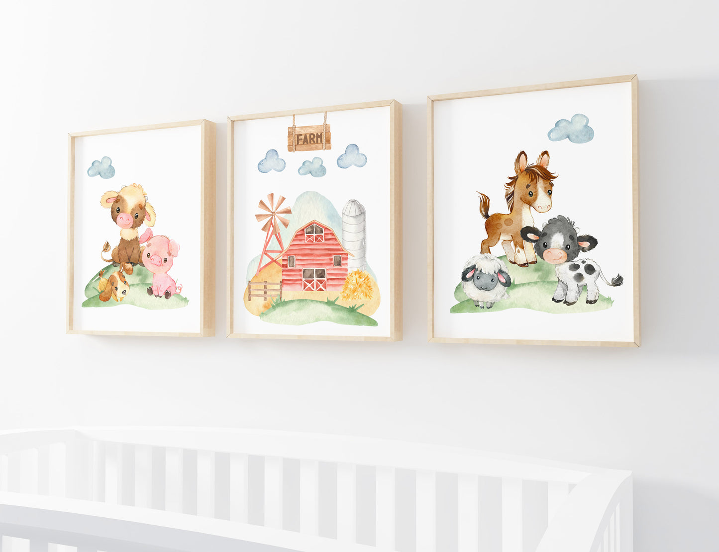 Farm Animals Wall Art, Farm Nursery Prints set of 3 - Farm Babies