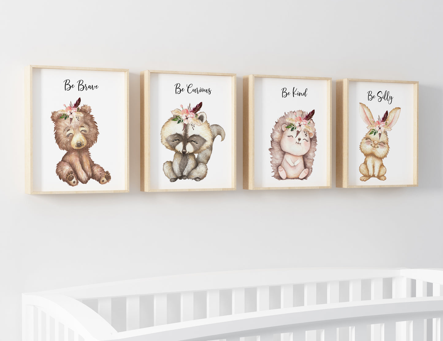 Boho Woodland Animals Wall Art, Girl Forest Nursery Prints - Set of 4 - Forest Friends