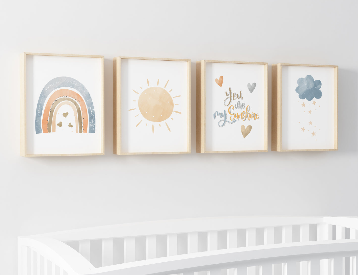 You are my sunshine Wall Art, Rainbow Nursery Prints Set of 4