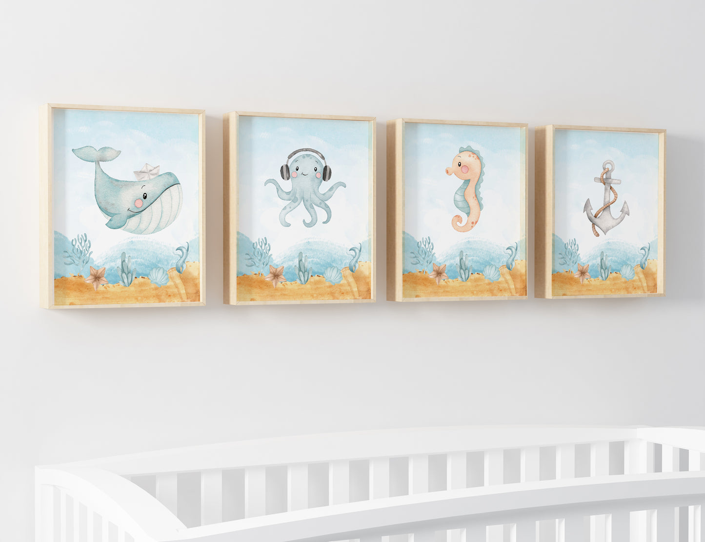 Under the Sea Wall Art, Ocean Nursery Prints - Set of 4