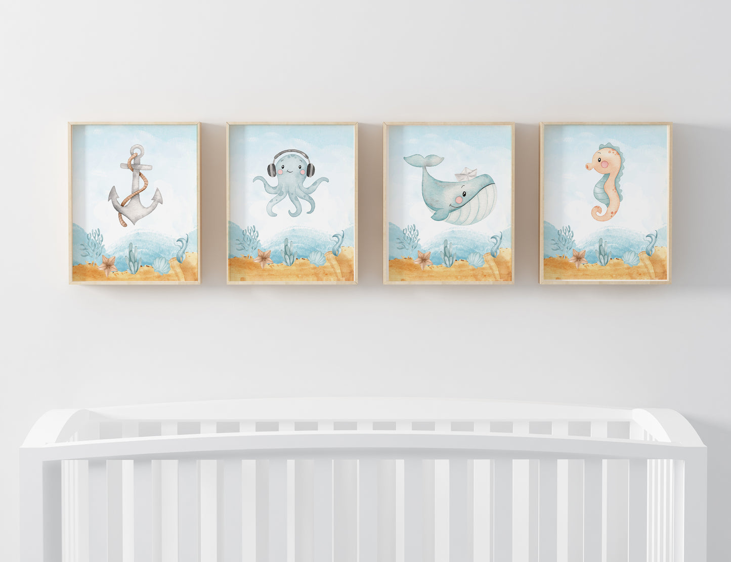 Under the Sea Wall Art, Ocean Nursery Prints - Set of 4