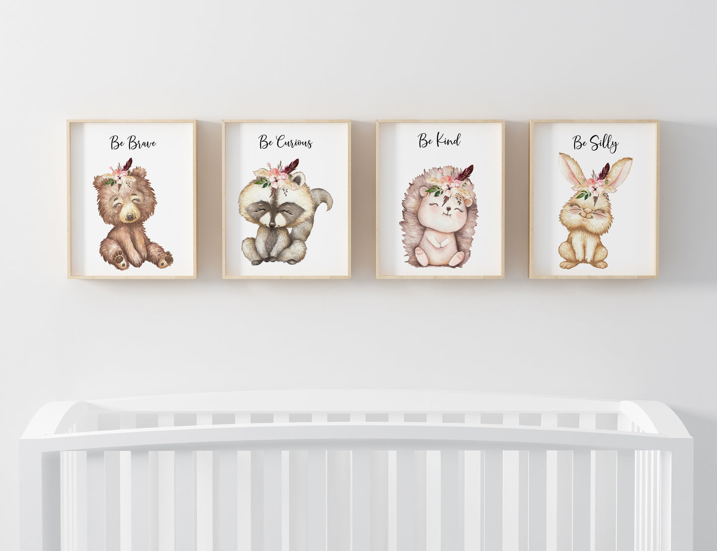 Boho Woodland Animals Wall Art, Girl Forest Nursery Prints - Set of 4 - Forest Friends