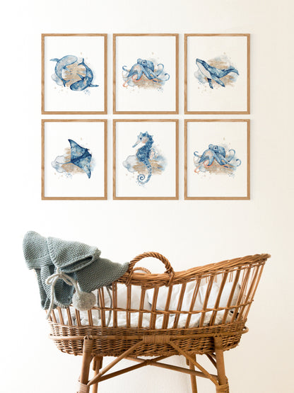 Under theSea Wall Art, Ocean Nursery Prints Set of 6