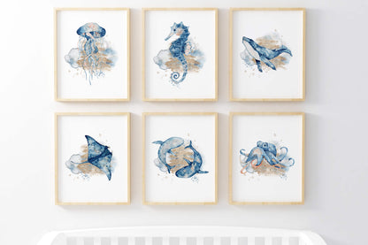 Under theSea Wall Art, Ocean Nursery Prints Set of 6