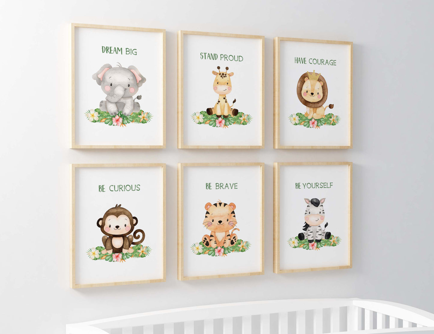 Girl Safari Wall Art, Jungle Nursery Prints Set of 6 - Safari Explorer