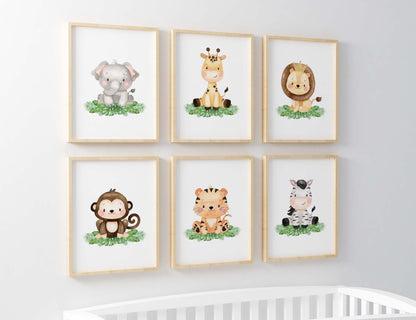 Safari Wall Art, Jungle Nursery Prints Set of 6 - Safari Explorer